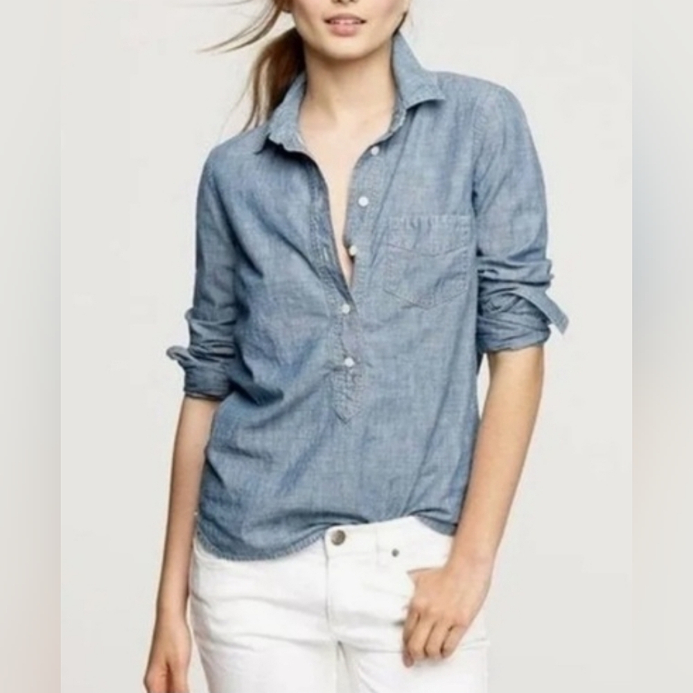 J. Crew Chambray Pull-over Shirt, Size XS
